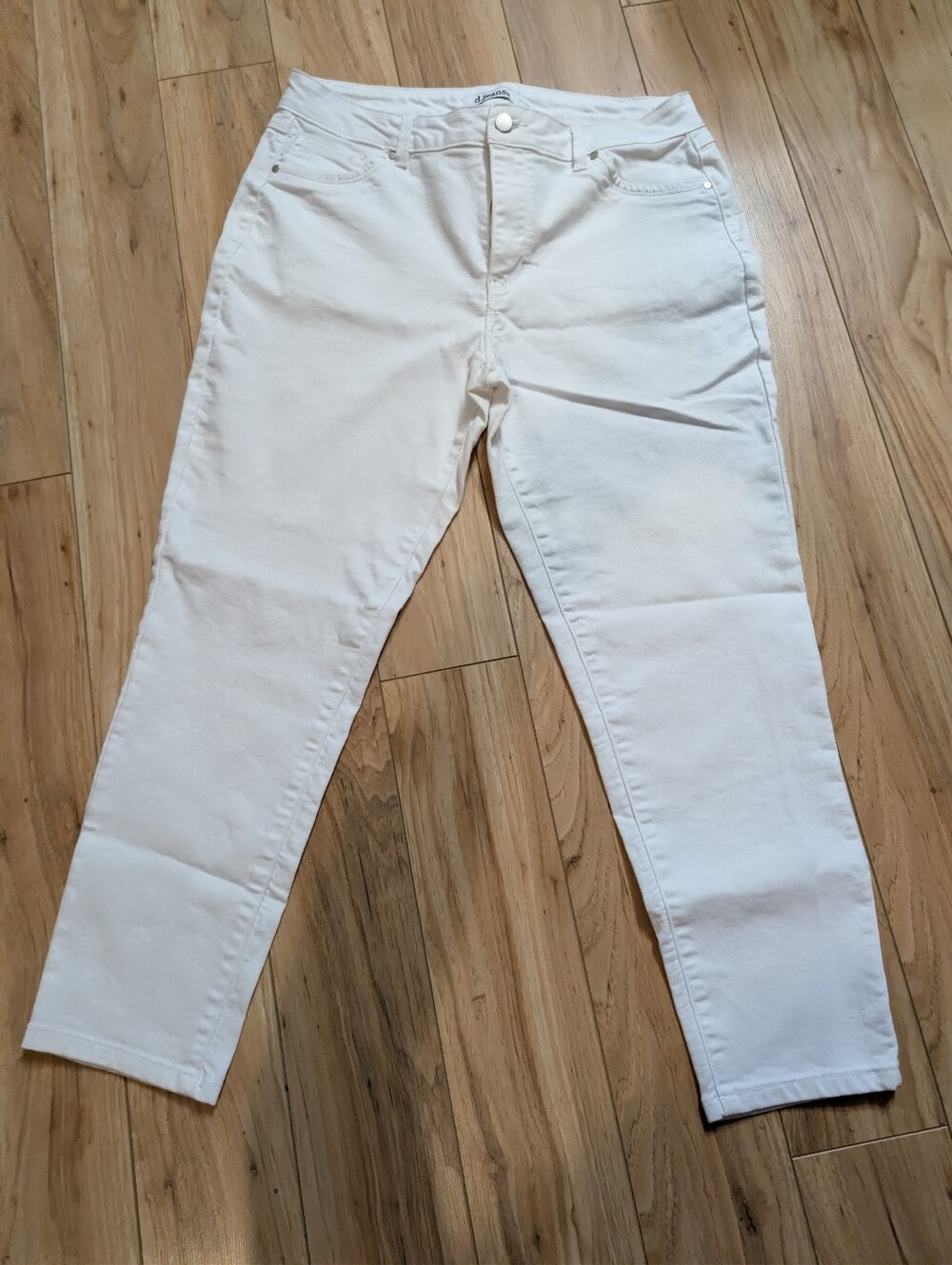 d.jeans White Ankle Skinny Jeans Size 12 High Rise Stretch Repreve